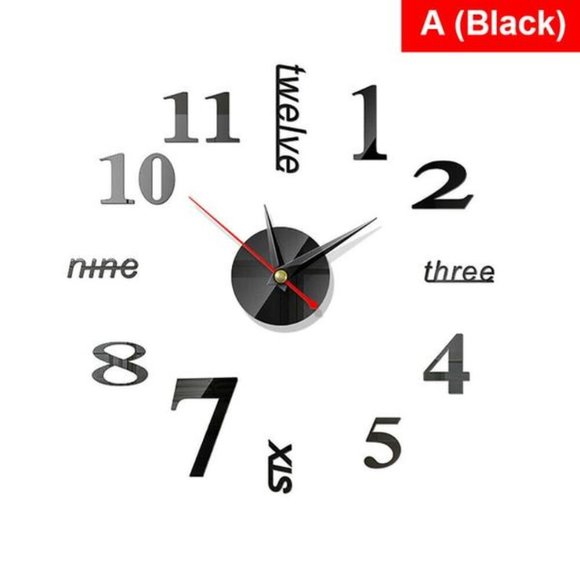 3D Mirror Roman Numbers Wall Clock - Picture 2 of 9